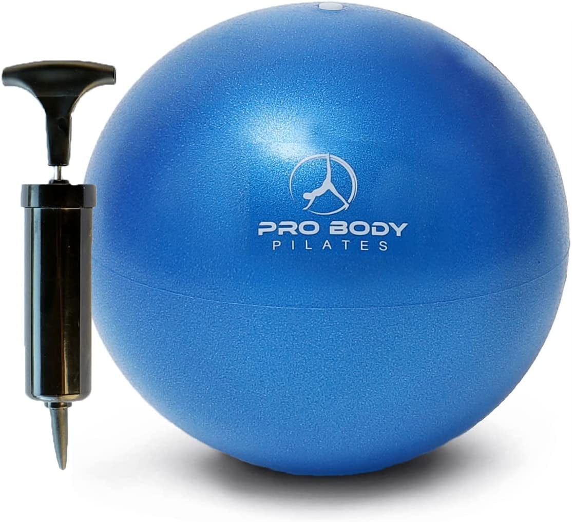 Probody Pilates Mini Exercise Ball with Pump - 9 Inch Small Bender Ball for Stability, Barre, Pilates, Yoga, Balance, Core Training, Stretching and Physical Therapy with Workout Guide
