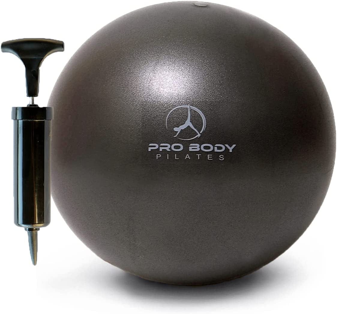 Probody Pilates Mini Exercise Ball with Pump - 9 Inch Small Bender Ball for Stability, Barre, Pilates, Yoga, Balance, Core Training, Stretching and Physical Therapy with Workout Guide