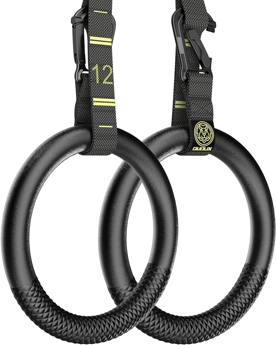 QUOLIX Gymnastic Rings with Adjustable Straps, Non-Slip Pull up Rings with Straps, 1300Lbs Exercise Rings with Straps for Home, Gymnastics Rings for Home Gym, Workout, Exercise, Training, Calisthenic
