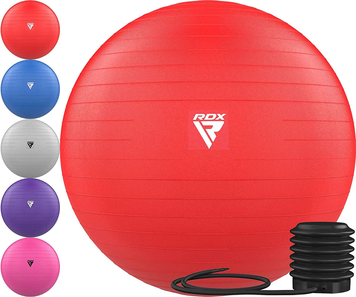 RDX Exercise Ball Anti-Burst Extra Thick PVC Material, Soft Swiss Balance Ball with Quick Pump for Yoga Pilates Stretching Fitness Birthing Pregnancy Office Home Gym Workout Training, Supports 250Kgs