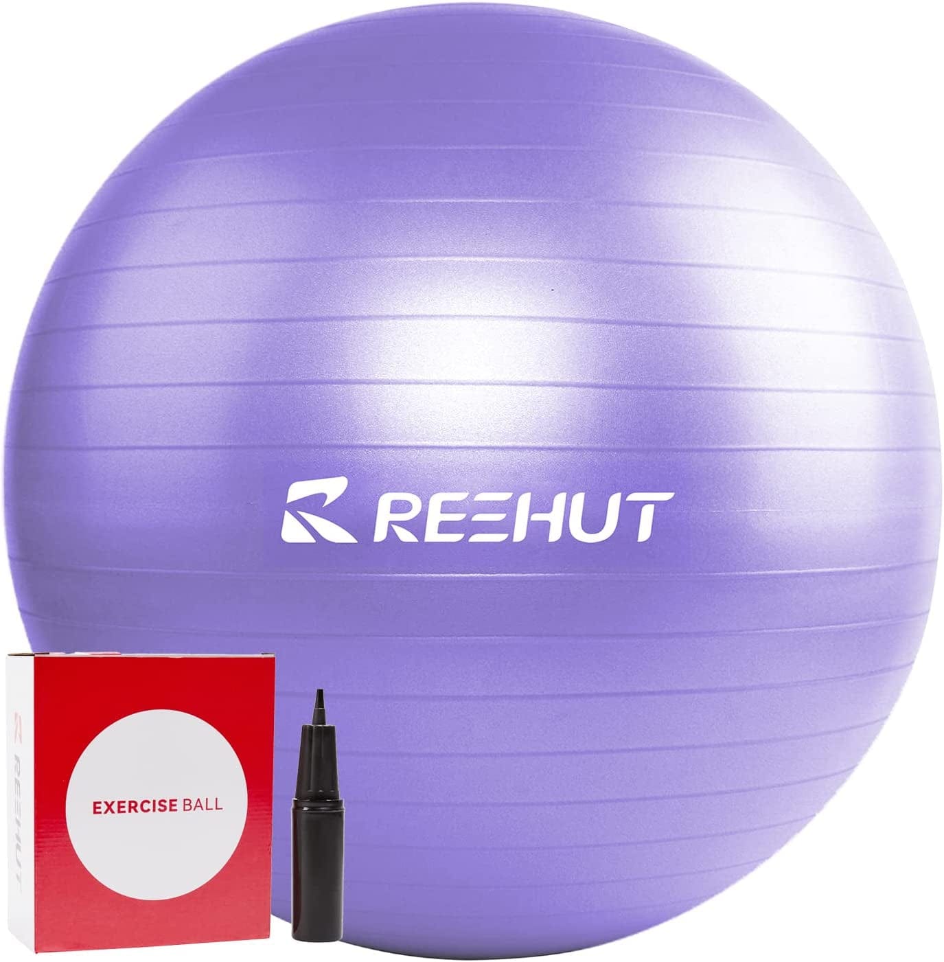 REEHUT Exercise Ball (55Cm,65Cm,75Cm) for Fitness,Anti-Burst Yoga Ball Office Chair,Balance Ball,Extra Thick Stability Ball for Home, Gym,Physical Therapy, Pregnancy Quick Pump Included