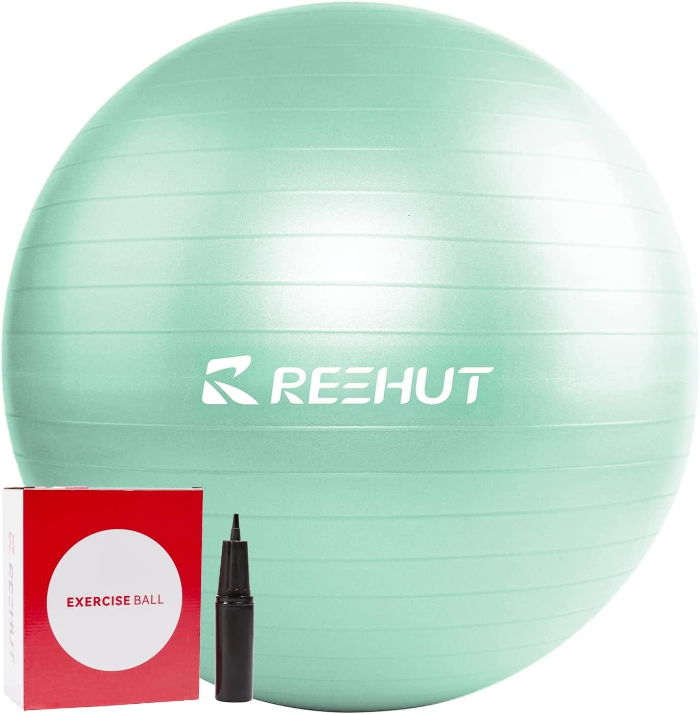 REEHUT Exercise Ball (55Cm,65Cm,75Cm) for Fitness,Anti-Burst Yoga Ball Office Chair,Balance Ball,Extra Thick Stability Ball for Home, Gym,Physical Therapy, Pregnancy Quick Pump Included