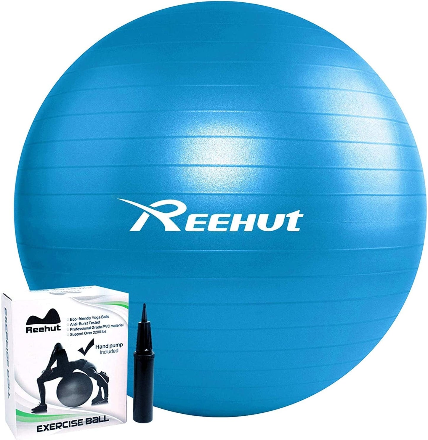 REEHUT Exercise Ball (55Cm,65Cm,75Cm) for Fitness,Anti-Burst Yoga Ball Office Chair,Balance Ball,Extra Thick Stability Ball for Home, Gym,Physical Therapy, Pregnancy Quick Pump Included