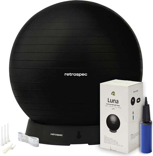 Retrospec Luna Exercise Ball, Base & Pump/Ball & Pump with Anti-Burst Material