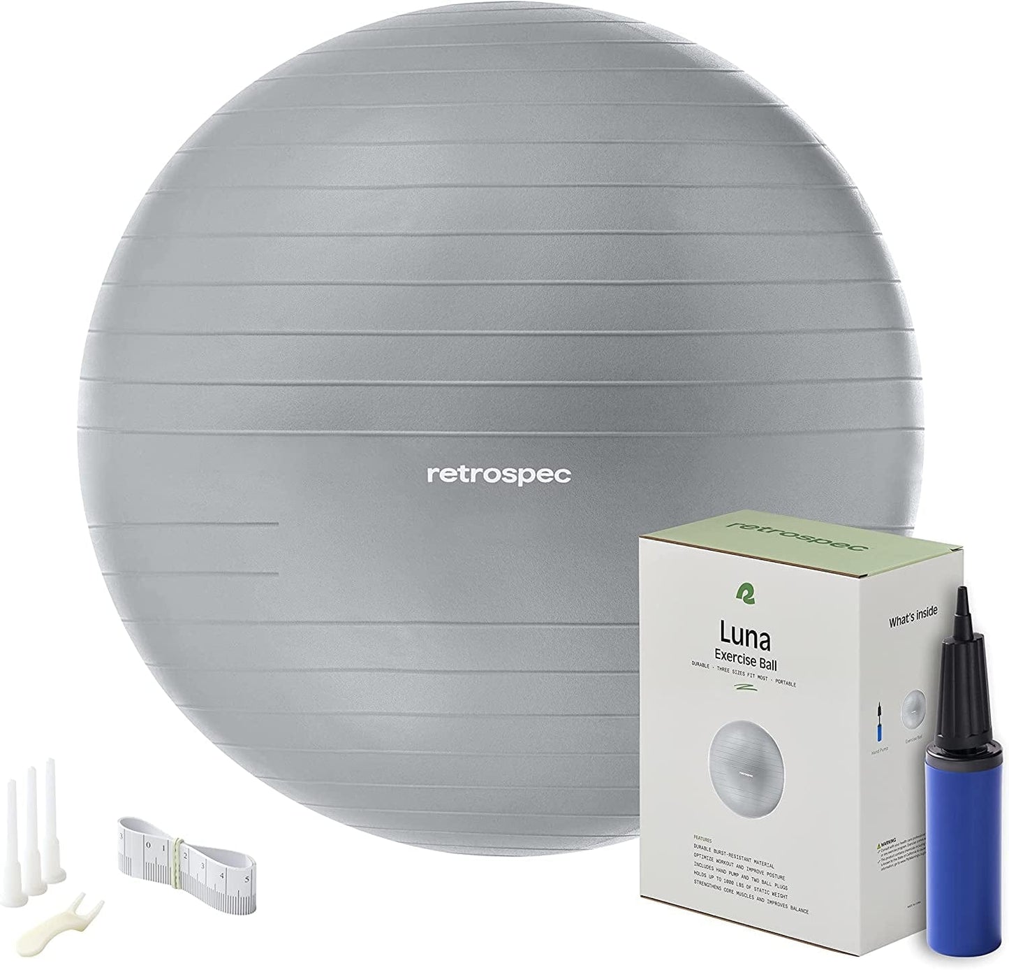 Retrospec Luna Exercise Ball, Base & Pump/Ball & Pump with Anti-Burst Material