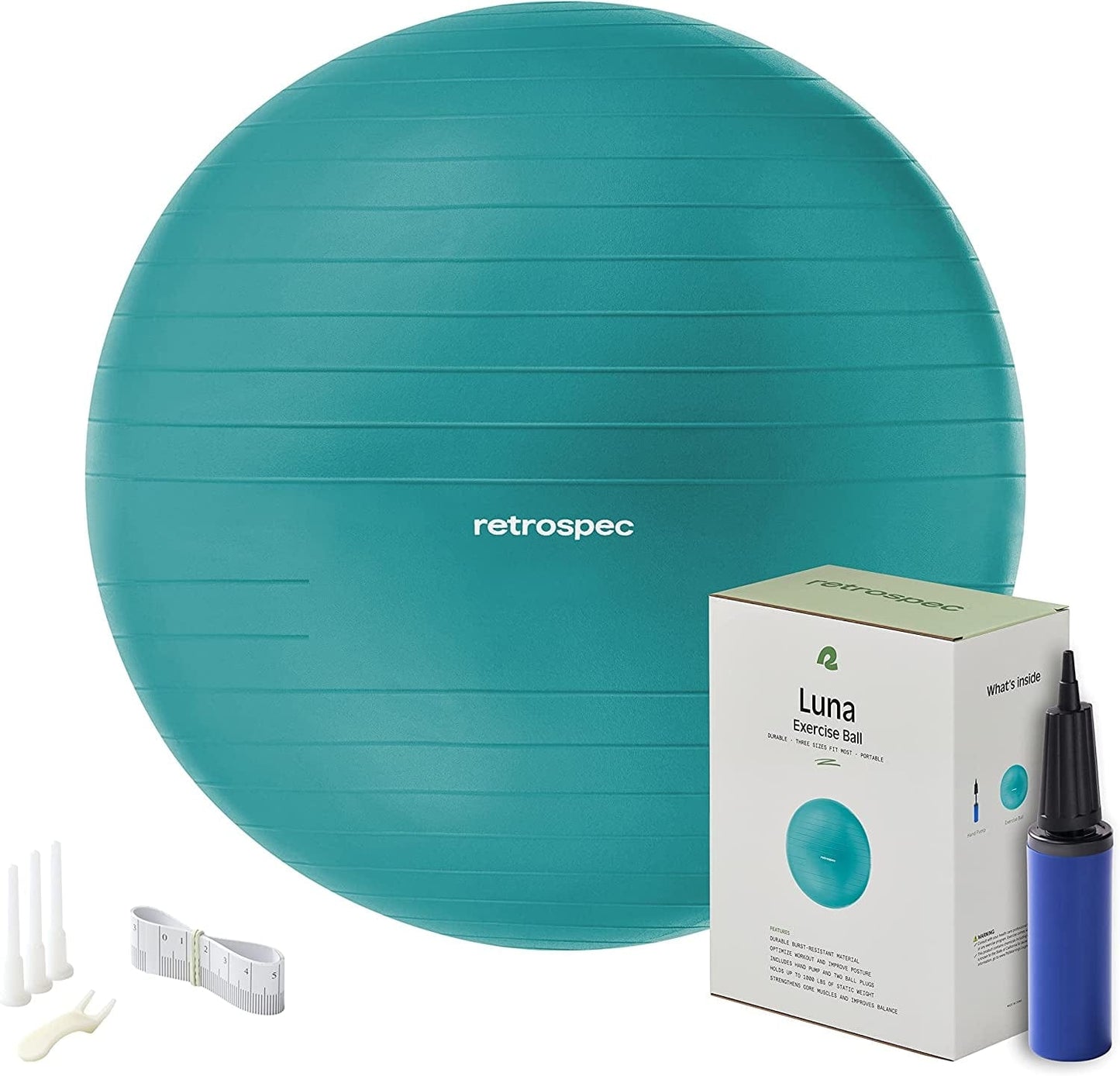 Retrospec Luna Exercise Ball, Base & Pump/Ball & Pump with Anti-Burst Material
