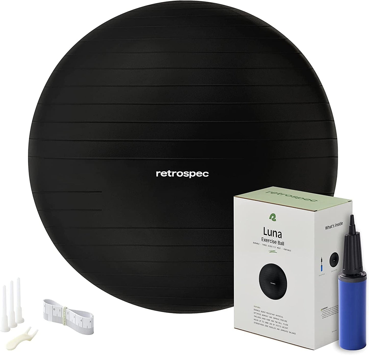 Retrospec Luna Exercise Ball, Base & Pump/Ball & Pump with Anti-Burst Material