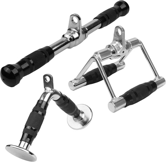 RIGERS Combo Tricep Push down Machine Attachments Cable Machine Accessories, V Handle with Rotation, Rotating Bar, Tricep Rope, V-Shaped Bar Rubber