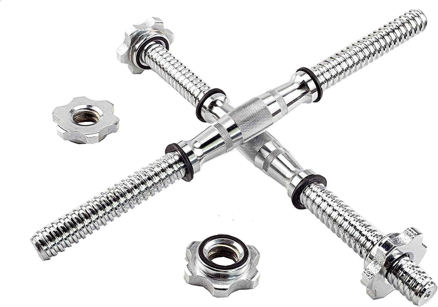 Rowland Harbor Threaded Dumbbell 12.6/14.2/14.8/15.7/18.1/19.7/22Inch(32/35/38/40/46/50/56Cm) Curved Handles/Adjustable Dumbbell Bar Handles - Fit 1 Inch Standard Weight Plate - Weightlifting Accessories - Sold in Pair