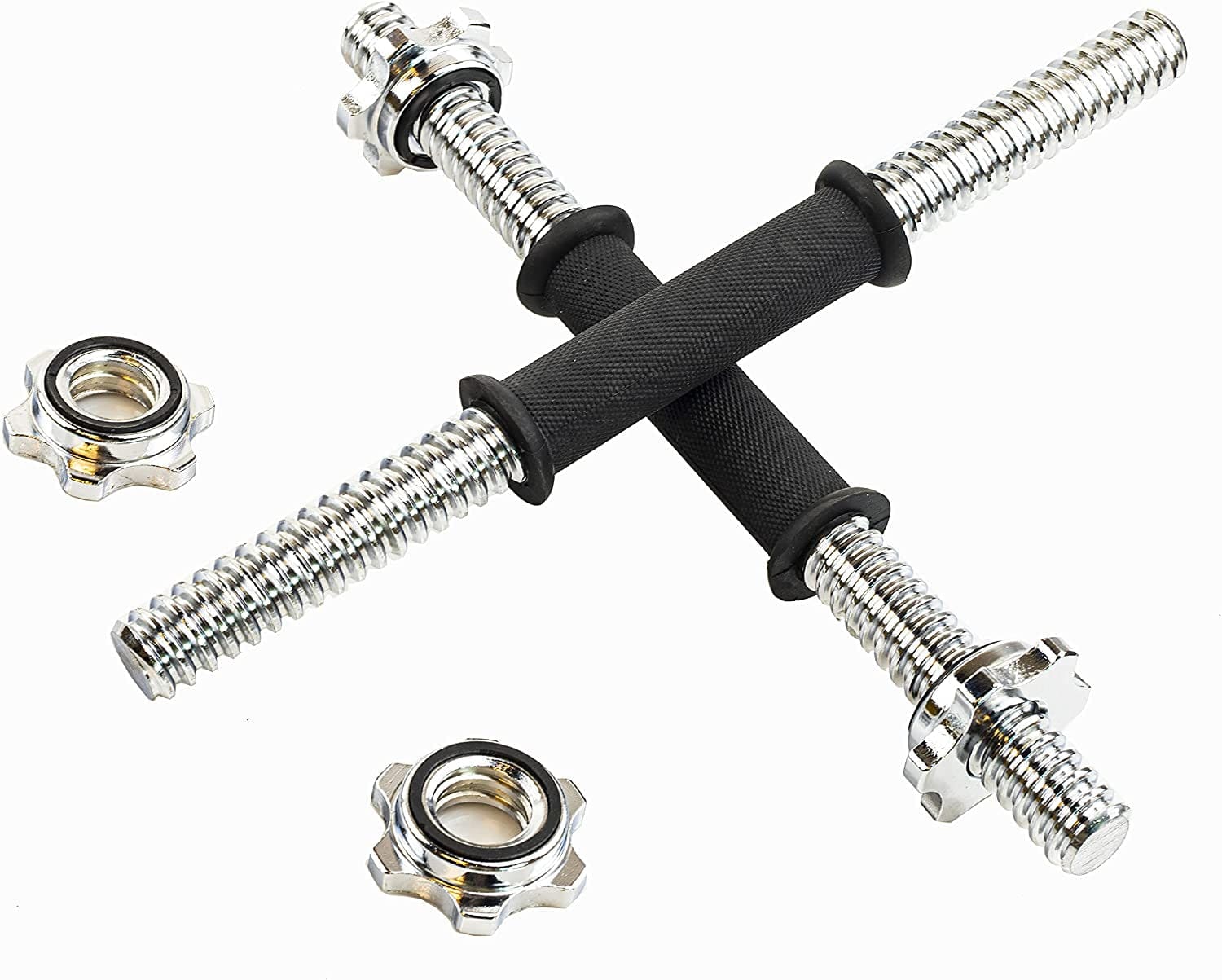 Rowland Harbor Threaded Dumbbell Black Durable Rubber Handles/Adjustable Dumbbell Bar Handles 32/35/40Cm(12.6/14.2/15.7Inch) - Fit 1 Inch Standard Weight Plate Weightlifting Accessories - Sold in Pair