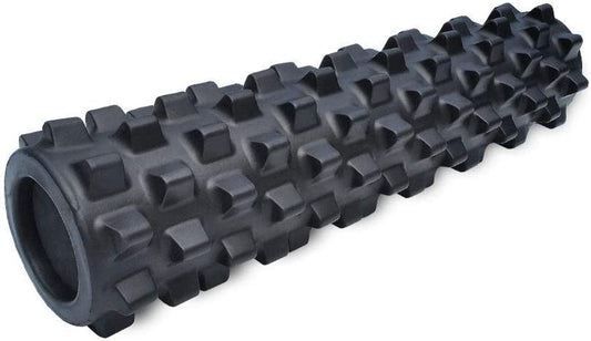 Rumbleroller - Mid Size 22 Inches - Black - Extra Firm - Textured Muscle Foam Roller - Relieve Sore Muscles- Your Own Portable Massage Therapist - Patented Foam Roller Technology