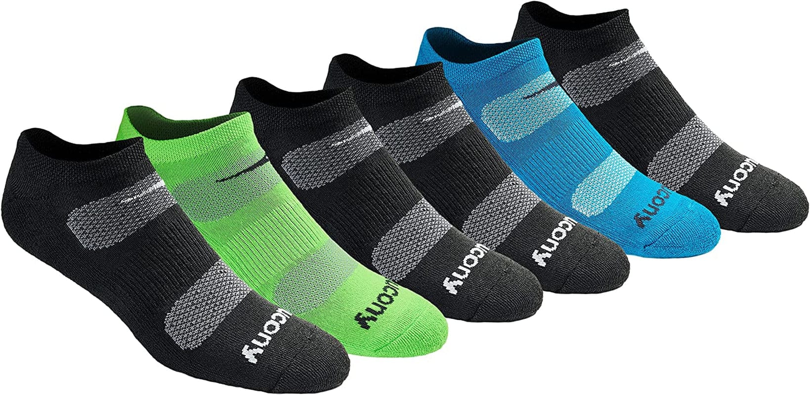 Saucony Mens Multi-Pack Mesh Ventilating Comfort Fit Performance No-Show Socks