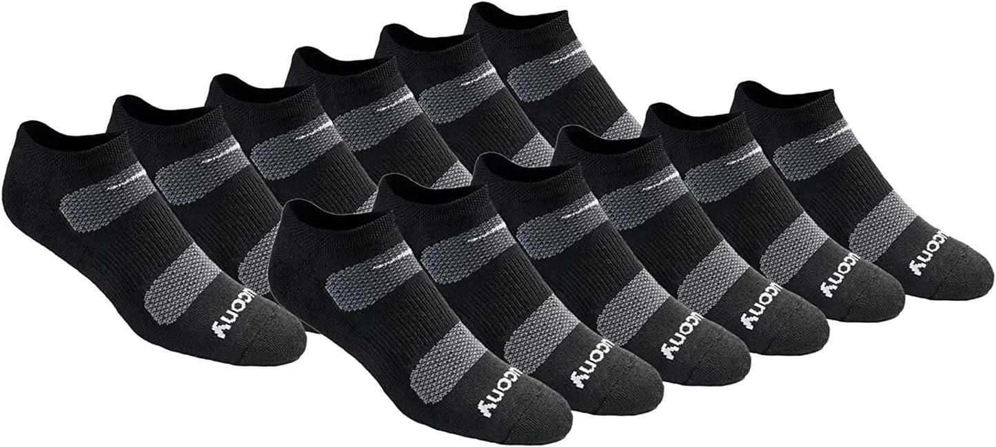 Saucony Mens Multi-Pack Mesh Ventilating Comfort Fit Performance No-Show Socks