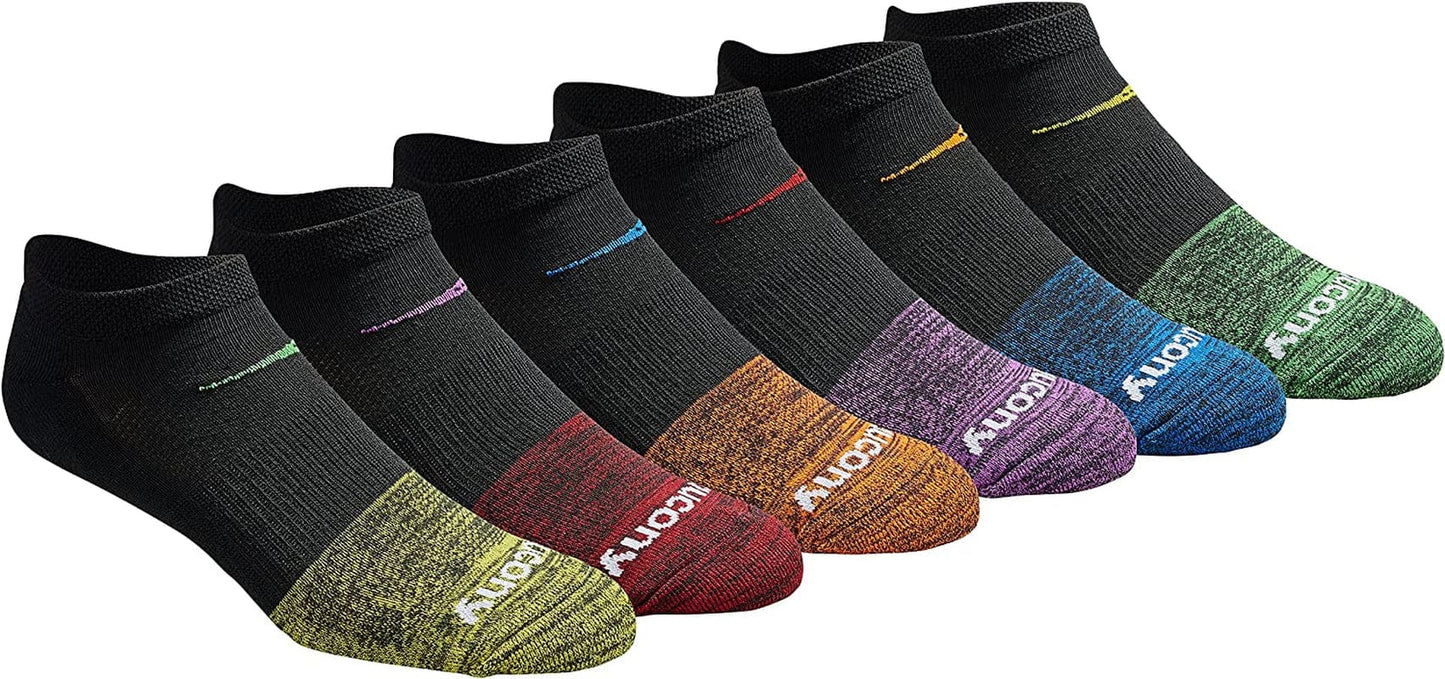 Saucony Mens Multi-Pack Mesh Ventilating Comfort Fit Performance No-Show Socks
