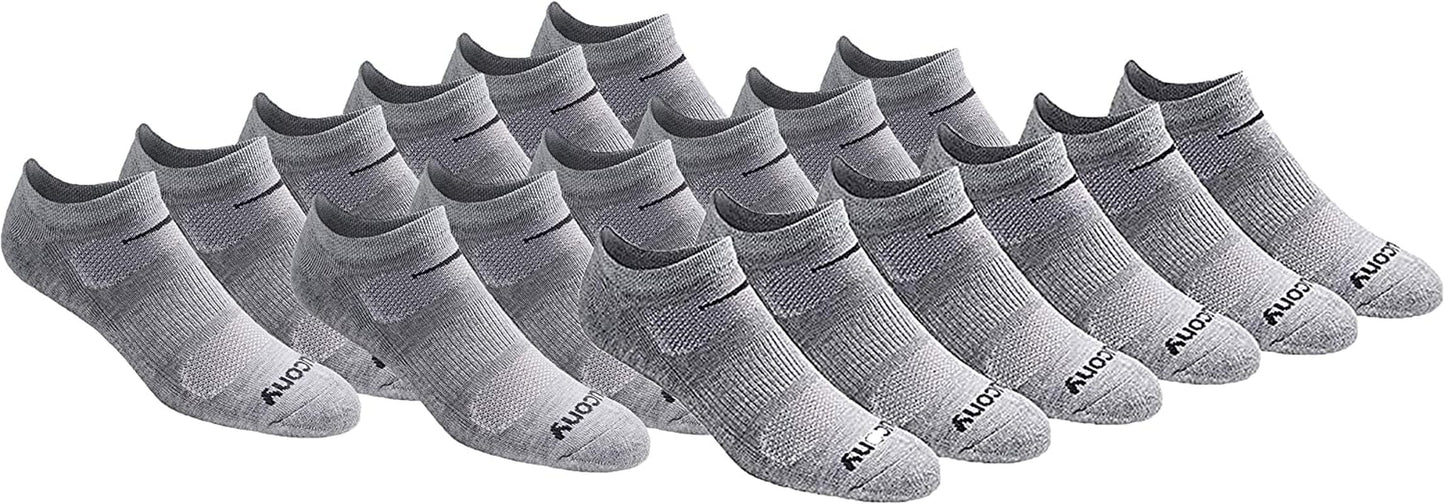 Saucony Mens Multi-Pack Mesh Ventilating Comfort Fit Performance No-Show Socks
