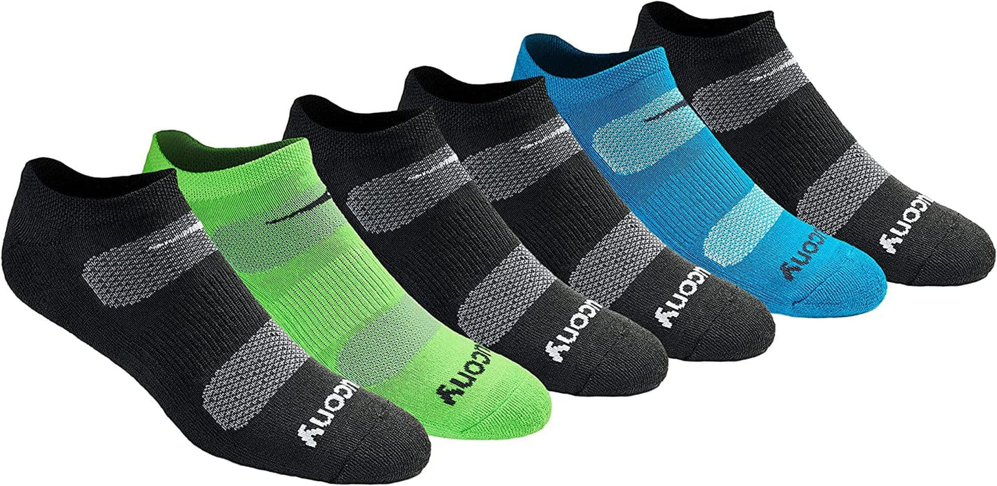 Saucony Mens Multi-Pack Mesh Ventilating Comfort Fit Performance No-Show Socks
