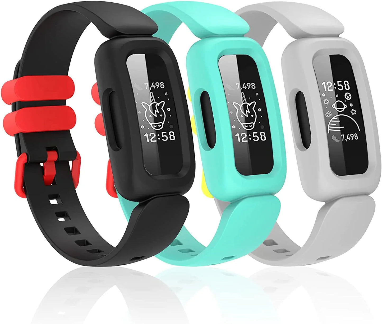 Silicone Bands for Fitbit Ace 3,Waterproof Soft Replacement Bands for Ace 3 Bands for Kids Boys Girls Bracelet Accessories Sports Band for Fitbit Ace 3 Activity Tracker (Black Blue)