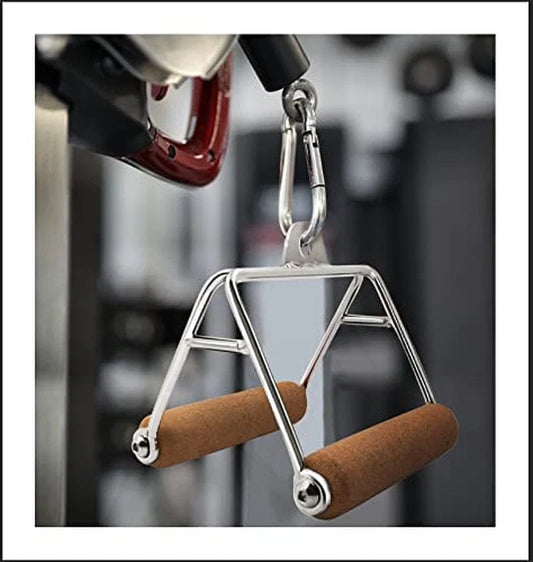 Single D Handle Cable Attachment - D Handles Lat Pulls down Metal Steel Welding Coat Natural Cork Handles,Crossover Weight Lifting Bars Pulley Workouts Home Gym Exercise Handles for Cable Machine