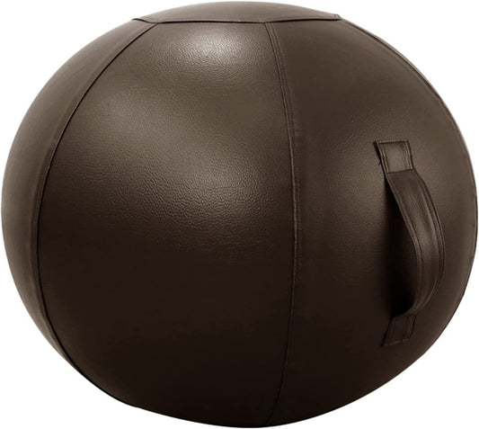Sitting Ball Chair for Office Pilates Exercise Yoga Ball with Cover for Balance Stability Fitness Ergonomic Posture Exercise Ball Seat with Handle and Pump,Dark Brown,21.7In