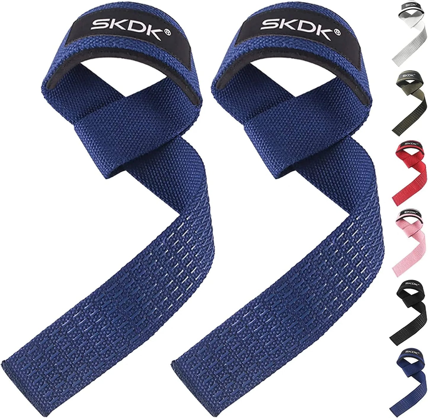 SKDK Cotton Hard Pull Wrist Lifting Straps Grips Band-Deadlift Straps with Neoprene Cushioned Wrist Padded and Anti-Skid Silicone - for Weightlifting, Bodybuilding, Xfit, Strength Training