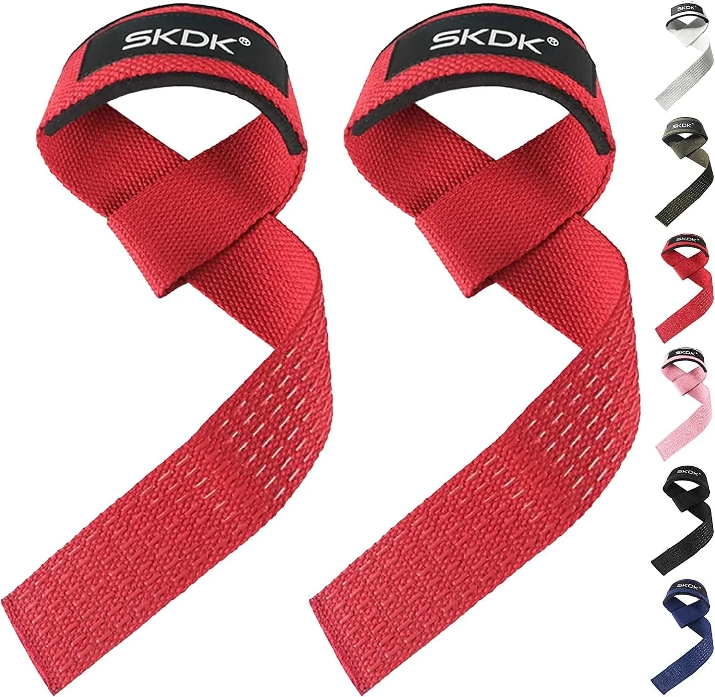 SKDK Cotton Hard Pull Wrist Lifting Straps Grips Band-Deadlift Straps with Neoprene Cushioned Wrist Padded and Anti-Skid Silicone - for Weightlifting, Bodybuilding, Xfit, Strength Training
