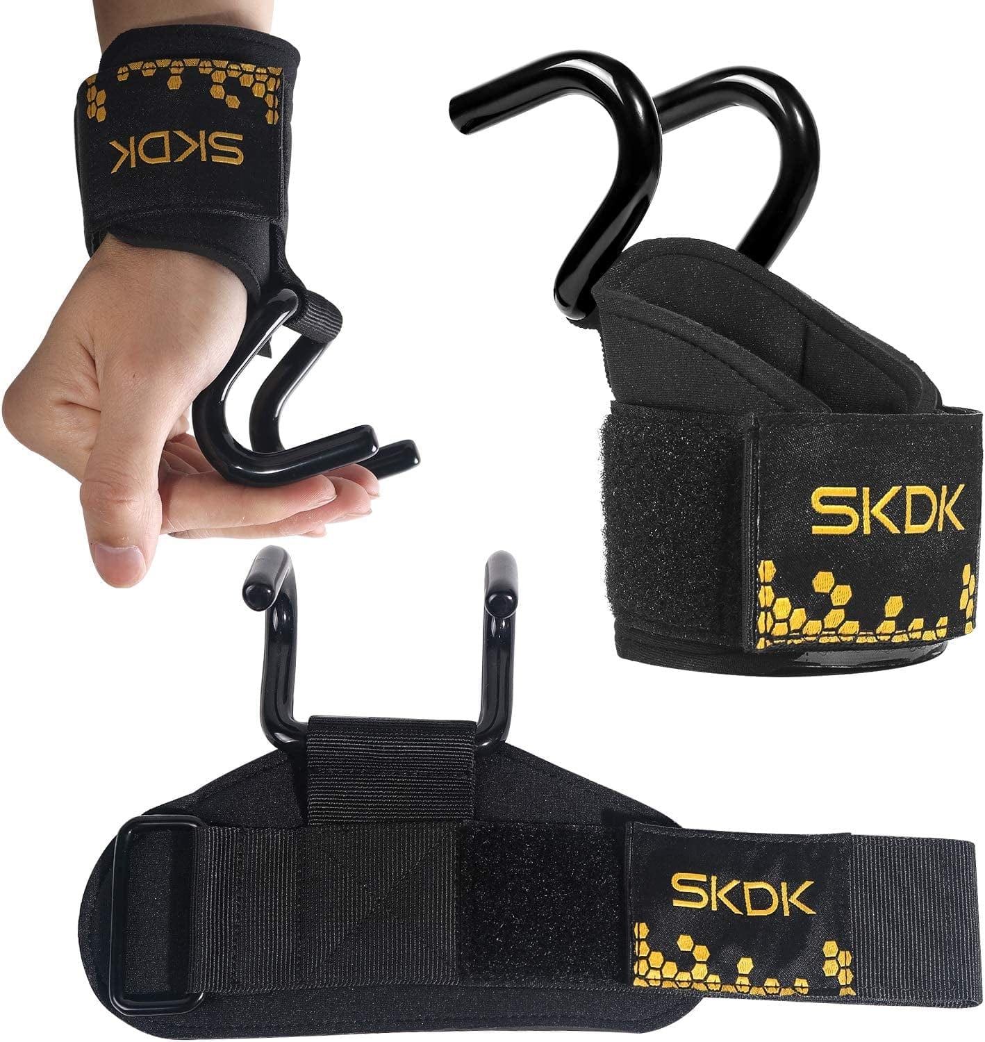 SKDK Cotton Hard Pull Wrist Lifting Straps Grips Band-Deadlift Straps with Neoprene Cushioned Wrist Padded and Anti-Skid Silicone - for Weightlifting, Bodybuilding, Xfit, Strength Training