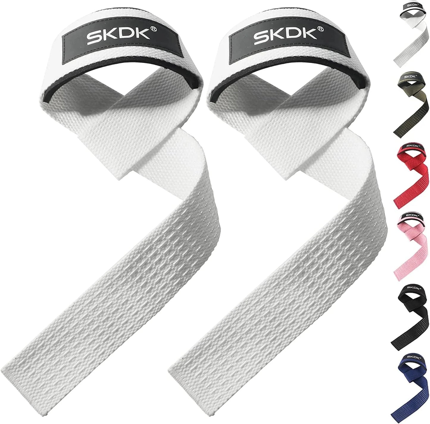 SKDK Cotton Hard Pull Wrist Lifting Straps Grips Band-Deadlift Straps with Neoprene Cushioned Wrist Padded and Anti-Skid Silicone - for Weightlifting, Bodybuilding, Xfit, Strength Training