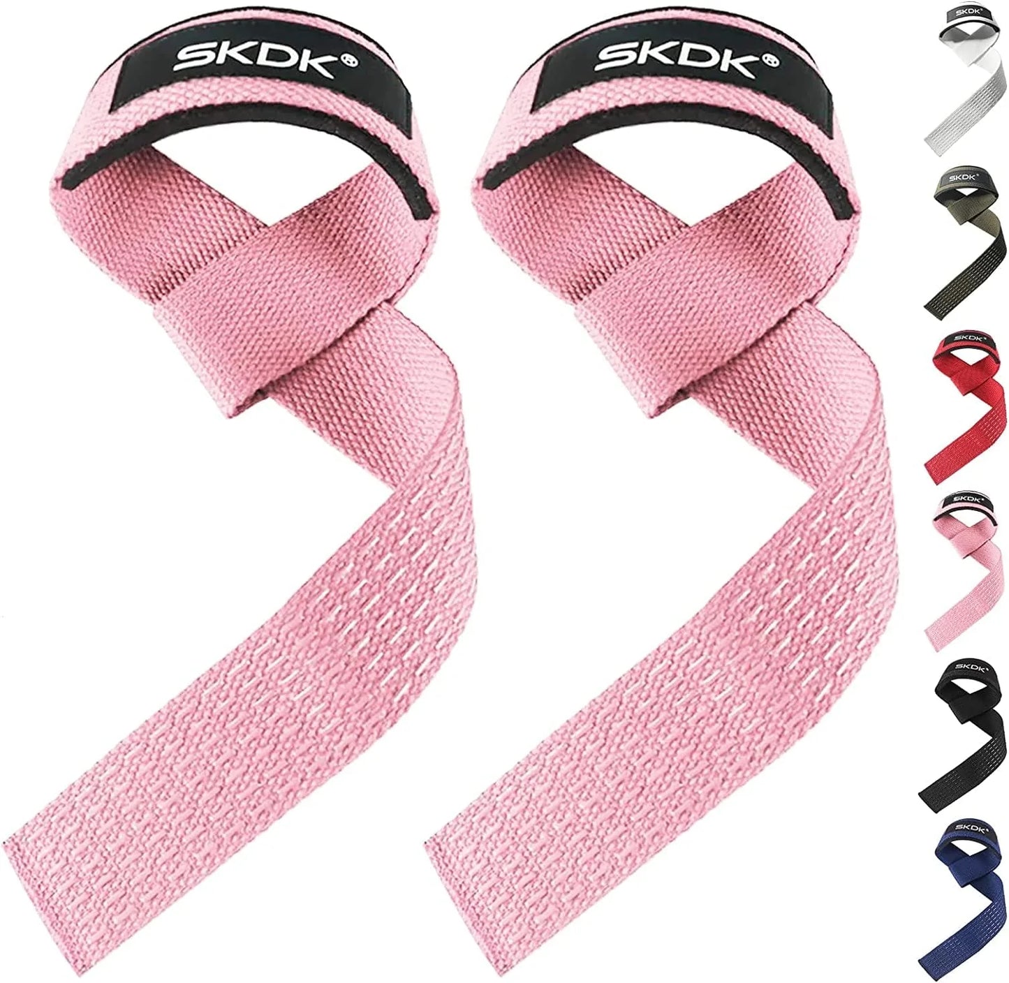 SKDK Cotton Hard Pull Wrist Lifting Straps Grips Band-Deadlift Straps with Neoprene Cushioned Wrist Padded and Anti-Skid Silicone - for Weightlifting, Bodybuilding, Xfit, Strength Training