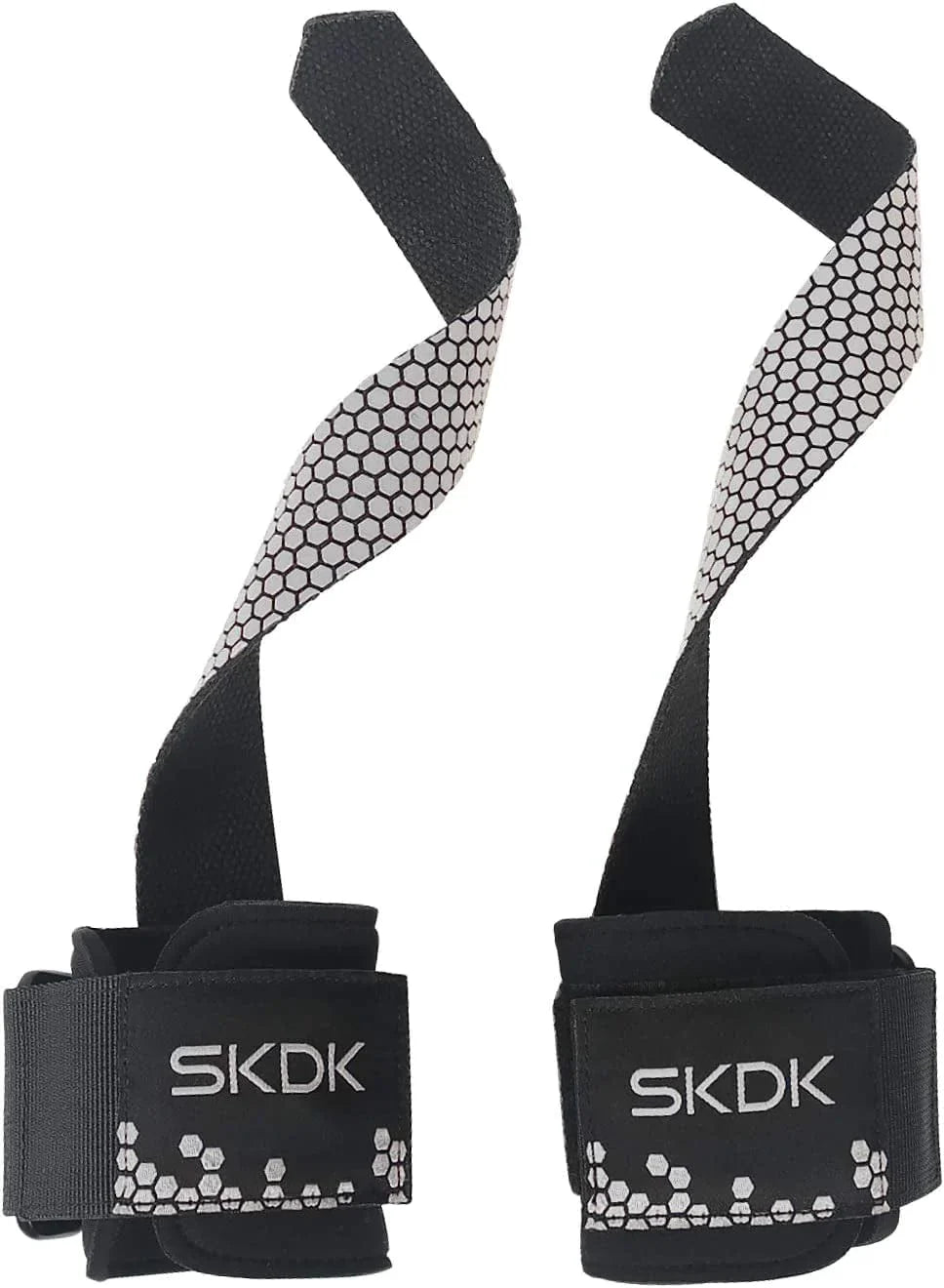 SKDK Cotton Hard Pull Wrist Lifting Straps Grips Band-Deadlift Straps with Neoprene Cushioned Wrist Padded and Anti-Skid Silicone - for Weightlifting, Bodybuilding, Xfit, Strength Training