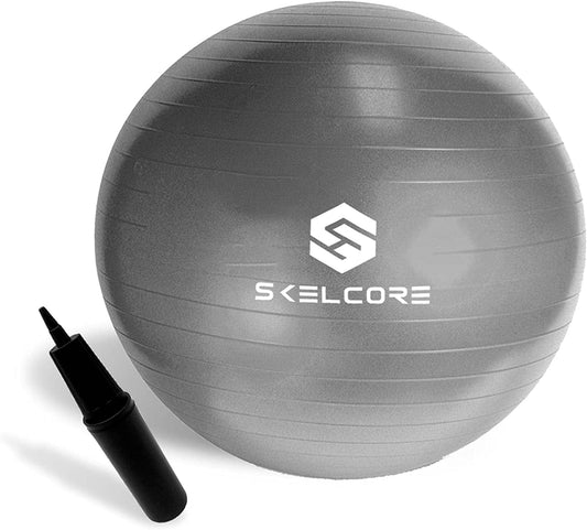 Skelcore 65Cm Exercise Balance Ball - Non-Slip Yoga Ball for Physical Therapy, Pilates, Pregnancy Stability - Antiburst Swiss Balance Ball W/ Pump - Fitness Ball Chair for Office, W/ Ball Inflator