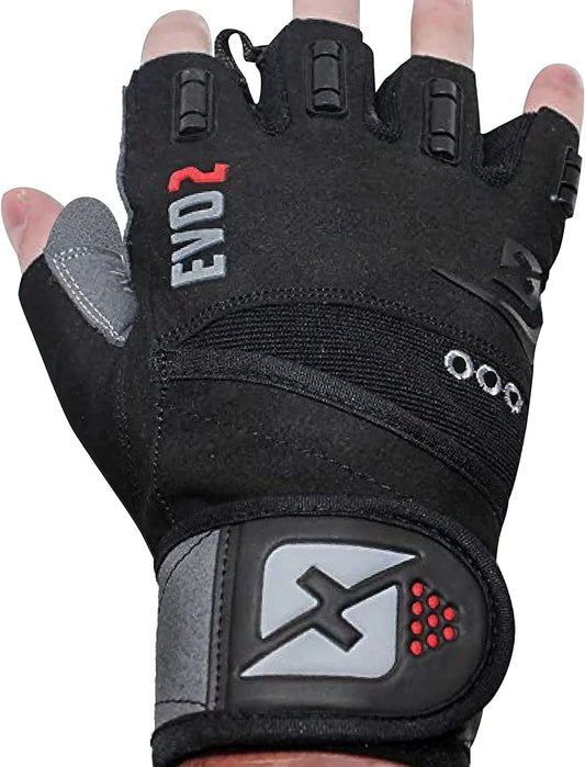 Skott Evo 2 Weightlifting Gloves with Integrated Wrist Wrap Support-Double Stitching for Extra Durability-Get Ripped with the Best Body Building Fitness and Exercise Accessories
