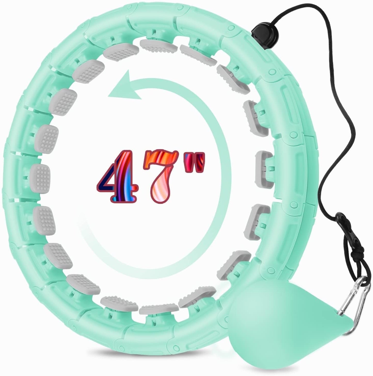 Smart Weighted Fit Hoop for Adults Weight Loss, 24 Adjustable Detachable Knots, Fitness Hoop plus Size, 2 in 1 Abdomen Fitness Massage Hoop for Adults and Beginners