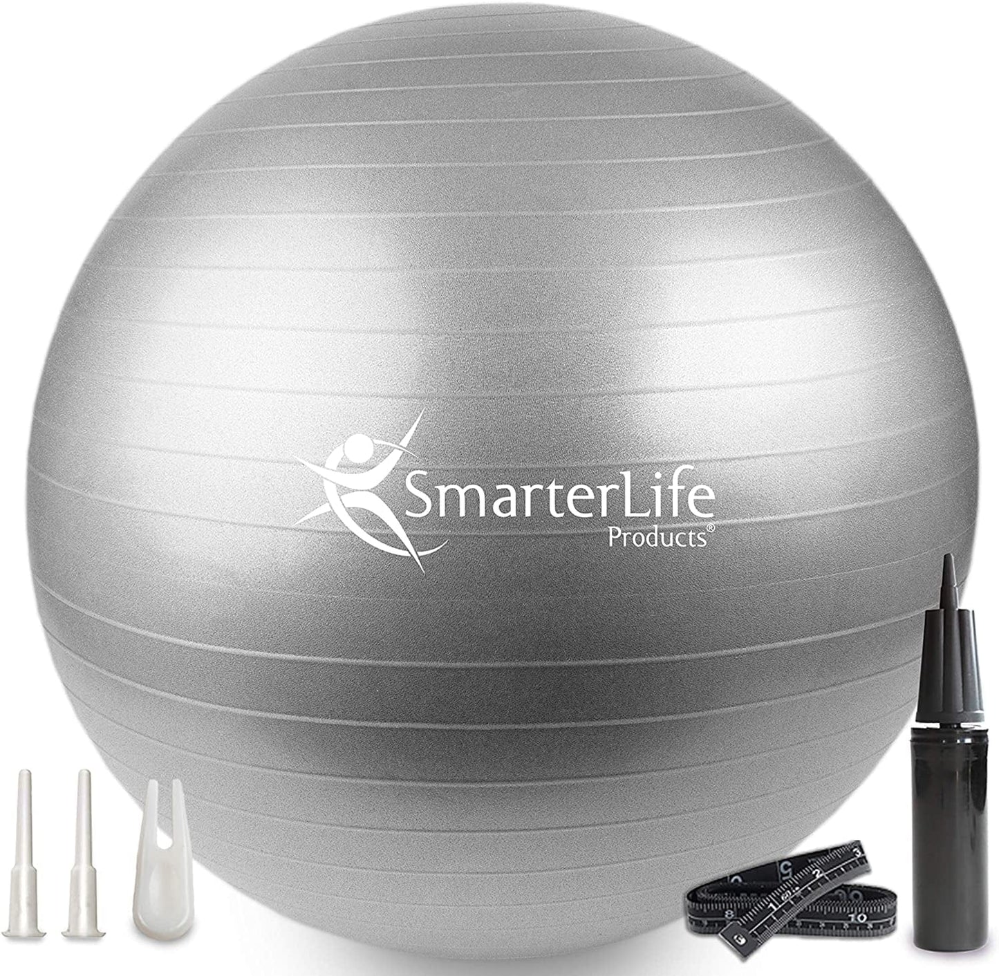 Smarterlife Workout Exercise Ball for Fitness, Yoga, Balance, Stability, or Birthing, Great as Yoga Ball Chair for Office or Exercise Gym Equipment for Home, Premium Non-Slip Design