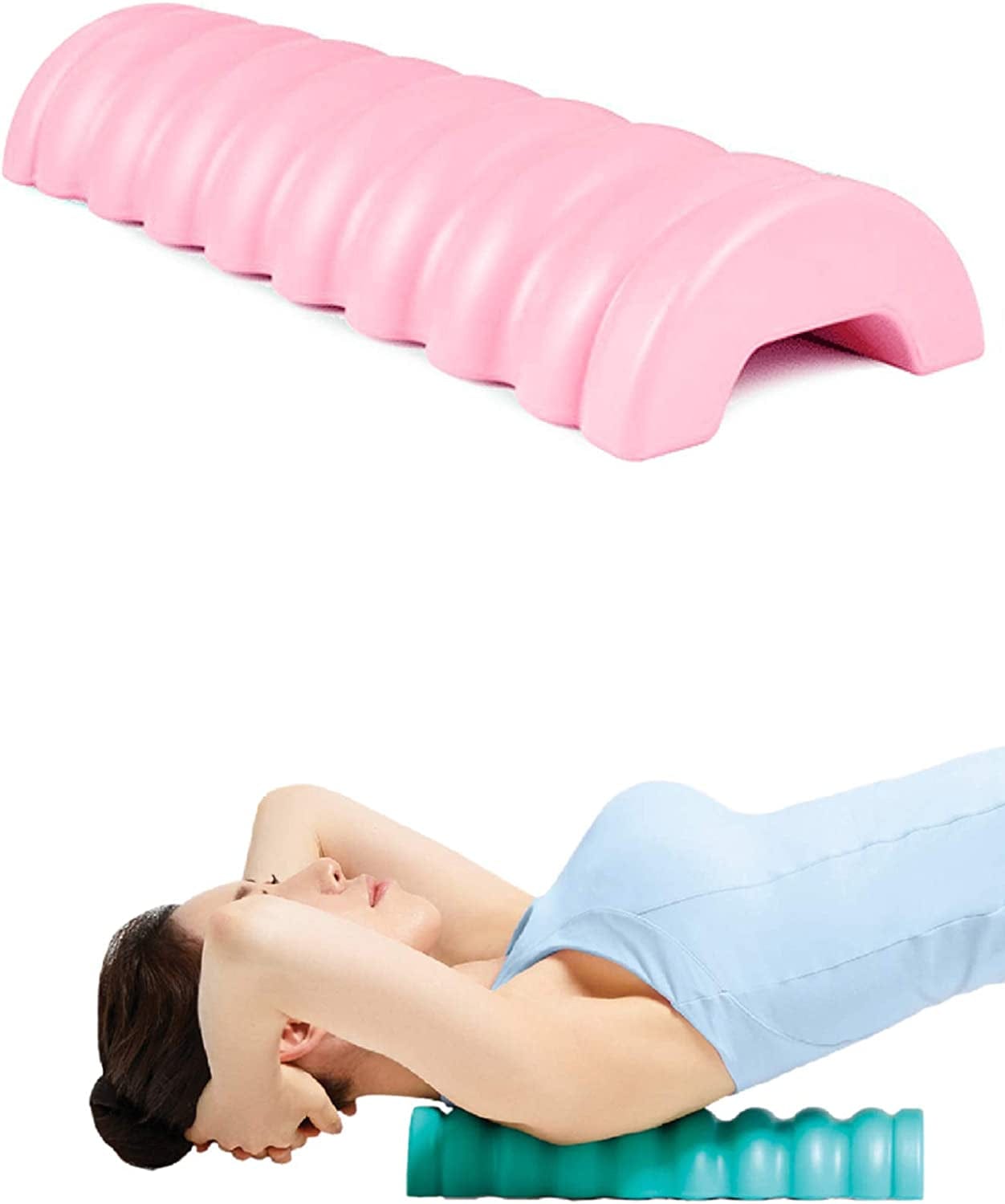 SNPE Wave Pillow (Mint). Posture Correction Exercise Tool for Back, Shoulder and Neck. Half Foam Roller (ABS) for Relaxing Hip Muscle and Calf Stretching