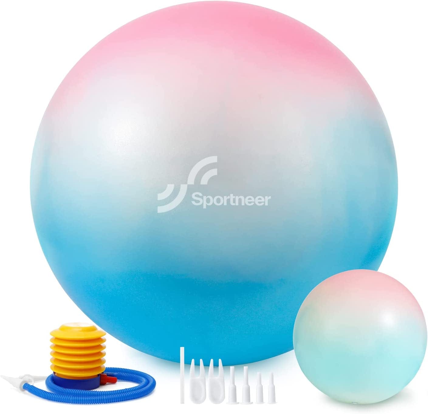 Sportneer Exercise Ball - Extra Thick Yoga Ball with Barre Ball and Quick Pump - Anti-Burst and Slip Resistant Fitness Ball Chair for Balance, Home Gym, Stability, Pregnancy and Physical Therapy