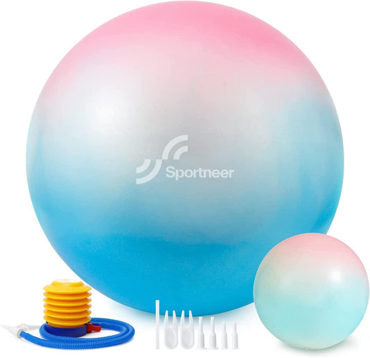 Sportneer Exercise Ball - Extra Thick Yoga Ball with Barre Ball and Quick Pump - Anti-Burst and Slip Resistant Fitness Ball Chair for Balance, Home Gym, Stability, Pregnancy and Physical Therapy