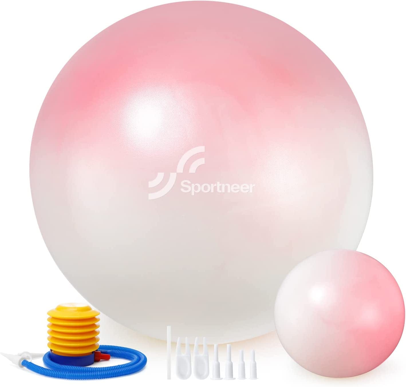 Sportneer Exercise Ball - Extra Thick Yoga Ball with Barre Ball and Quick Pump - Anti-Burst and Slip Resistant Fitness Ball Chair for Balance, Home Gym, Stability, Pregnancy and Physical Therapy