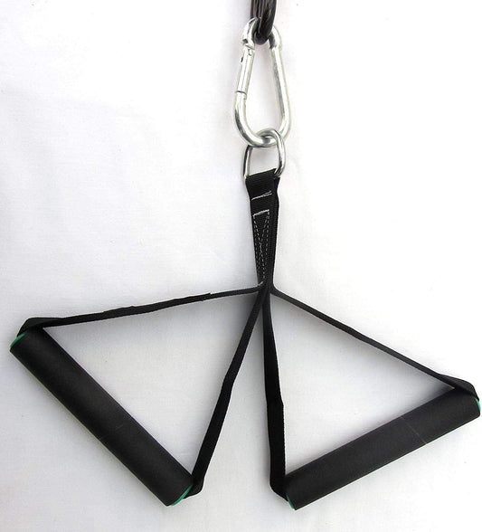 STIRRUP HANDLE 1-D DOUBLE Short 9" for Multi-Gym Cable Crossover Attachment MULTI-USE Gym Equipment, Resistance Bands, Suspension Body Trainers, Tricep/Bicep Ultimate Trainer Sure-Grip