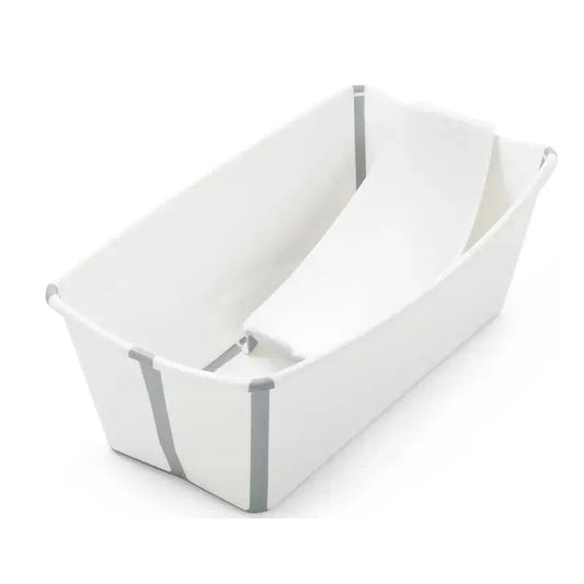 Stokke - Flexi Bath Bundle Folding Baby Bathtub with Newborn Support, White/Grey