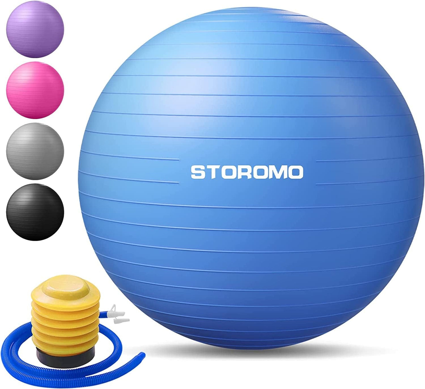 STOROMO Exercise Ball (45Cm-95Cm),Yoga Ball ,Pilates Ball,Medicine Balls for Exercise,Yoga Ball Chair,Extra Thick anti Burst,For Balance Stability Workout,Pregnancy Birthing and Physical Therapy