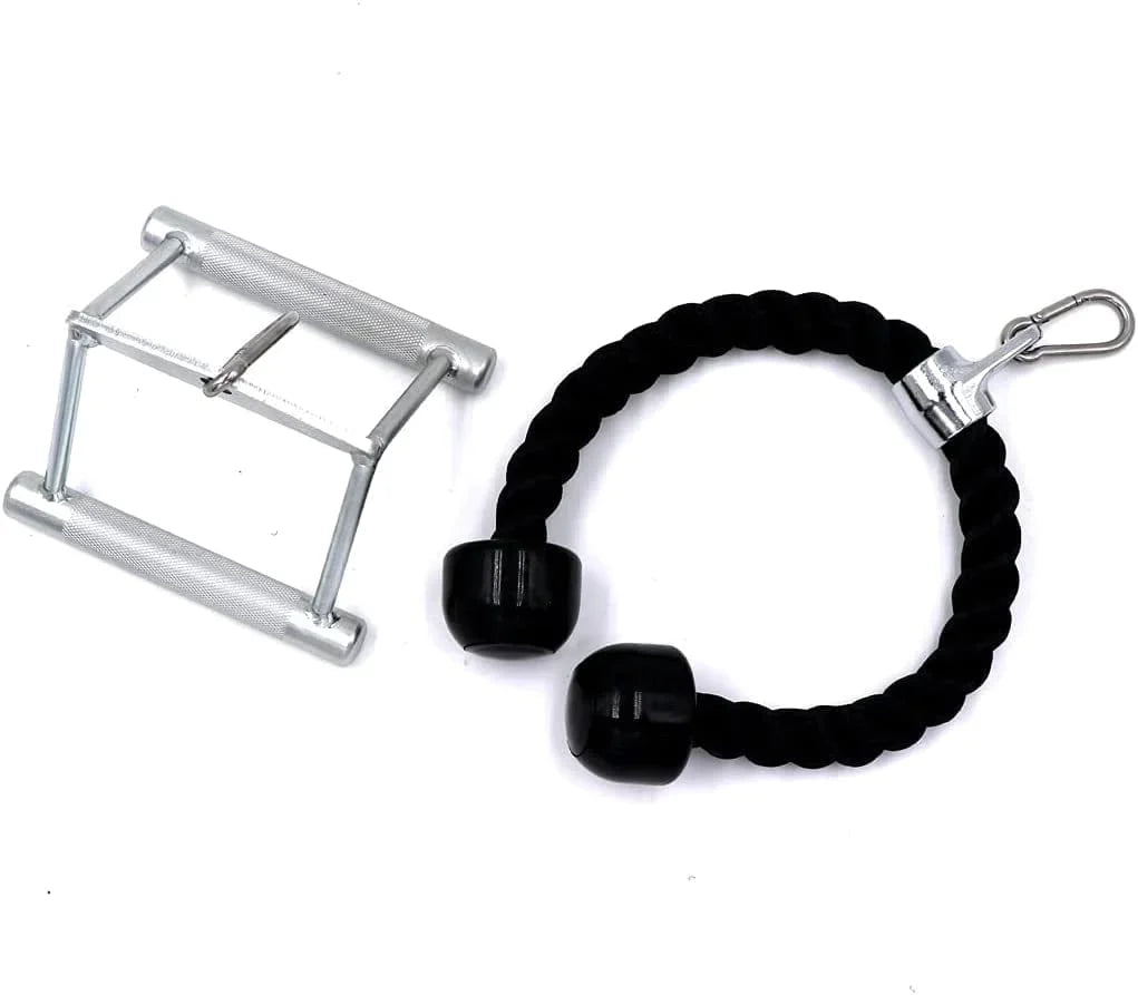 Strainho Cable Attachments for Gym, Double D Row Handle, V Bar Cable Attachment, Tricep Rope,Straight Bar Cable Attachment, Lat Pulldown Bar for Training Tricep, Cable Machine Accessories for Home Gym