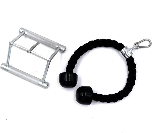 Strainho Cable Attachments for Gym, Double D Row Handle, V Bar Cable Attachment, Tricep Rope,Straight Bar Cable Attachment, Lat Pulldown Bar for Training Tricep, Cable Machine Accessories for Home Gym