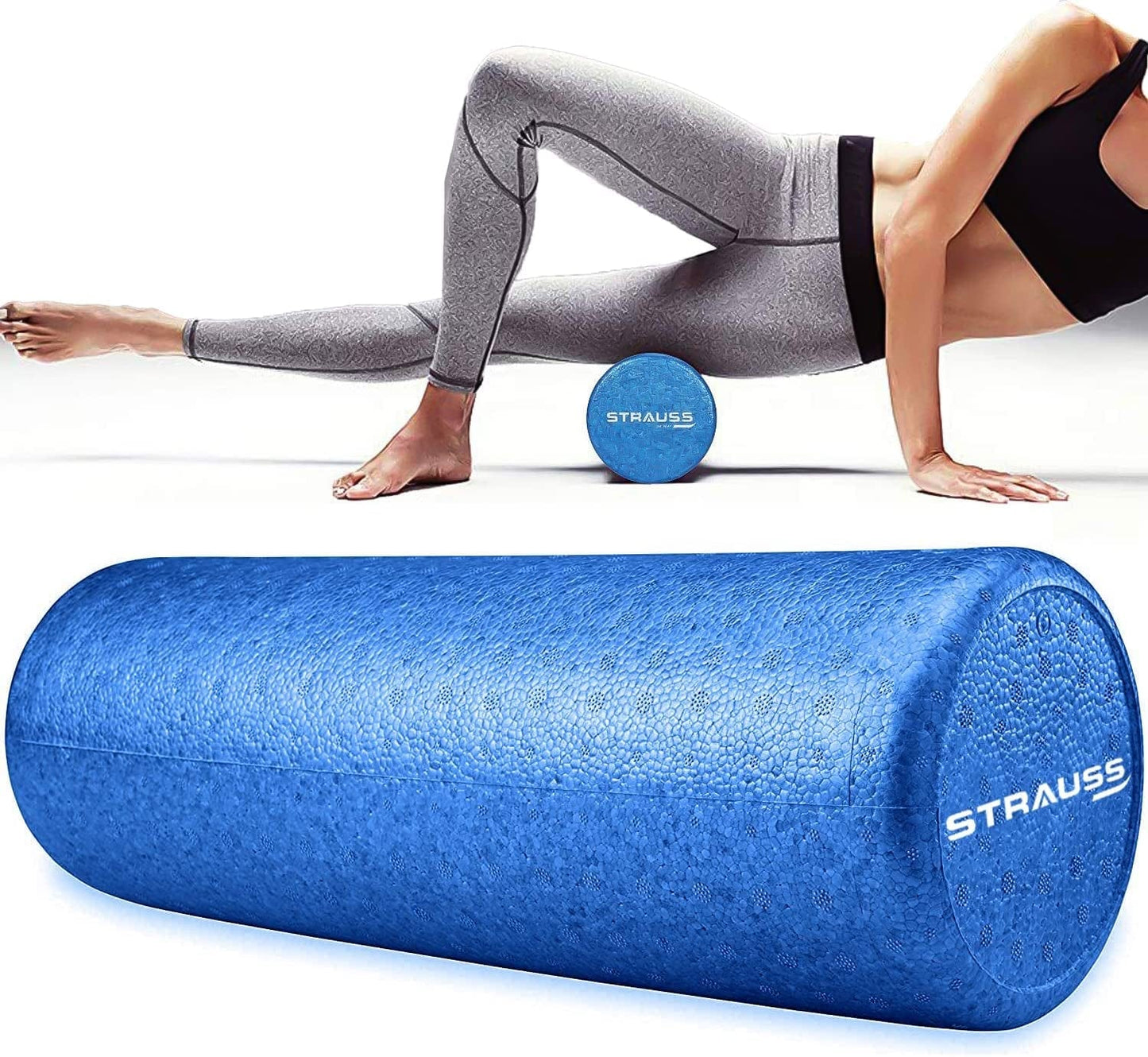 STRAUSS High Density Foam Roller, 45Cm, (Blue)