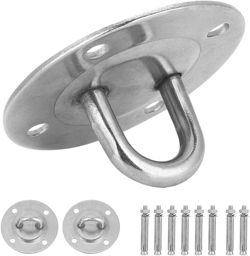 Suspension Trainer, Portable Silver Stainless Steel Easy to Install Sturdy Gymnastic Rings with Screws for Yoga Studio for Fitness People for Room