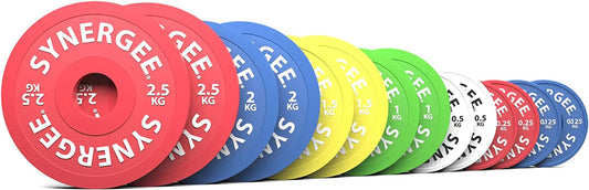 Synergee Rubberized Fractional Plates and Change Plates 0.125 Kg, 0.25 Kg, 0.5 Kg, 1.0 Kg, 1.5 Kg, 2.0 Kg and 2.5 Kg Set. Incremental Weights, Micro Weights for Powerlifting & Olympic Lifting