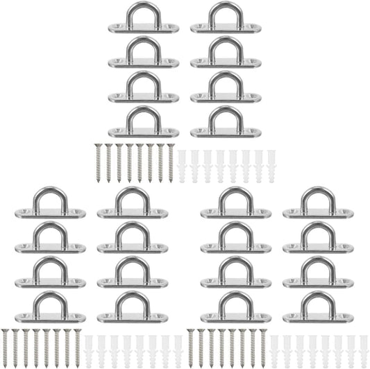 TEHAUX 24Pcs Staple Ceiling Silver Durable Fixed Chair Steel Hook Loop Gym for Plates Hardware Hooks Hammock Marine Suspension Trainer Mount Air Stainless Anchor Yoga Strap Swing Bracket