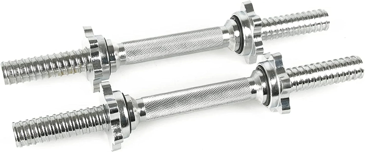 Threaded Dumbbell Chrome Handles, 14-Inch Adjustable Dumbbell Bar Handles, Fits 1-Inch Diameter Standard Weight Plates, Weightlifting Accessories Sold in Pair