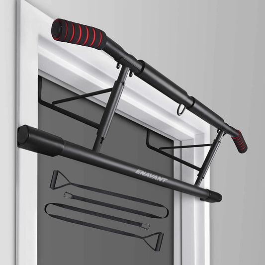 Timo Sports Folding Metal Doorway Pull up Bars, Chin up Bars, with Suspension Trainer Included, Compatible with Most of Doorways and Door Frame, No Drilling Required