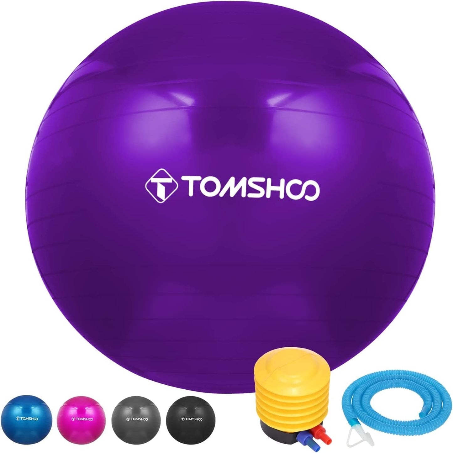 TOMSHOO Anti-Burst Yoga Ball Thickened Stability Balance Ball Pilates Barre Physical Fitness Exercise Ball 45CM / 55CM / 65CM / 75CM Gift Air Pump