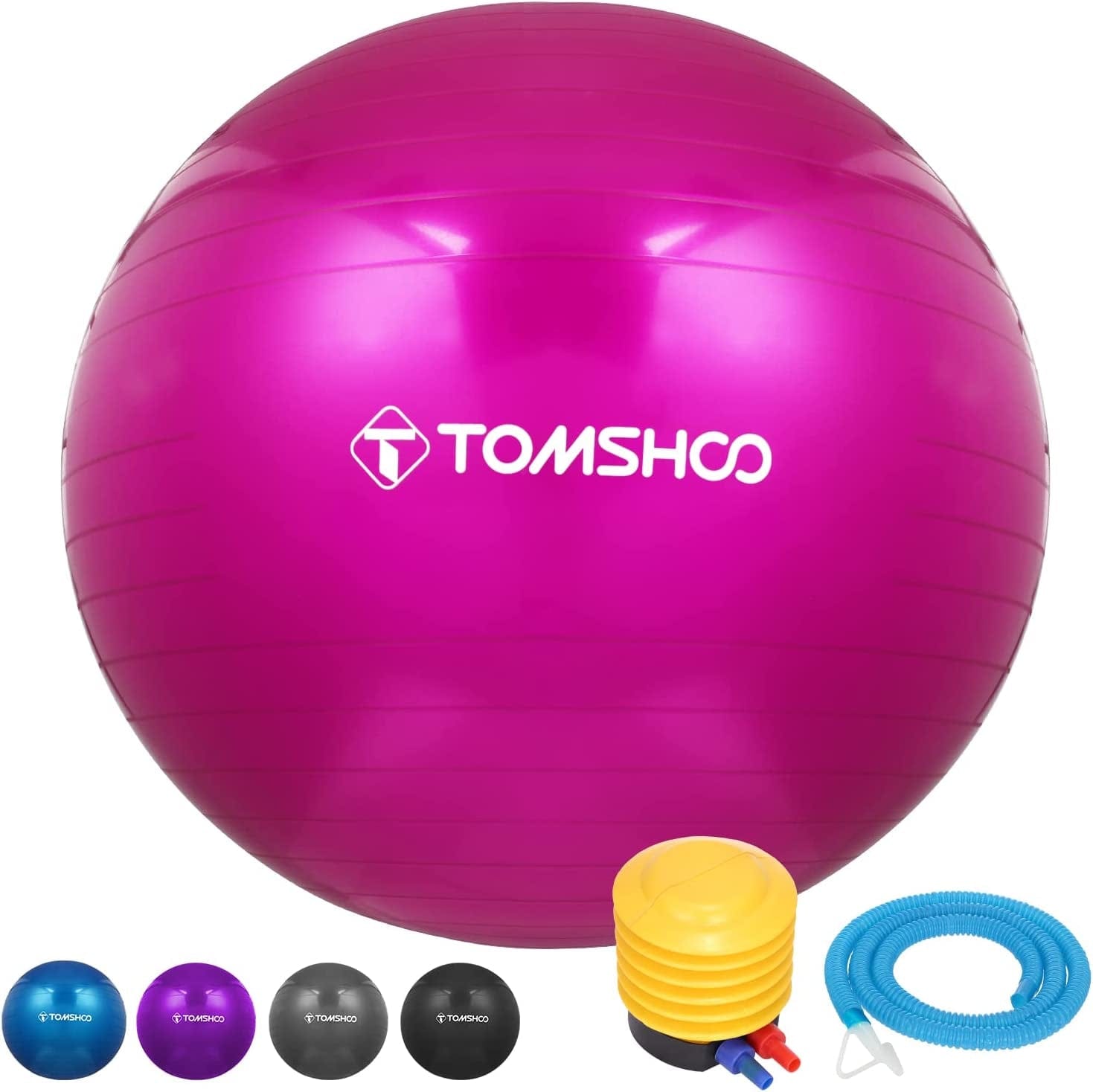 TOMSHOO Anti-Burst Yoga Ball Thickened Stability Balance Ball Pilates Barre Physical Fitness Exercise Ball 45CM / 55CM / 65CM / 75CM Gift Air Pump
